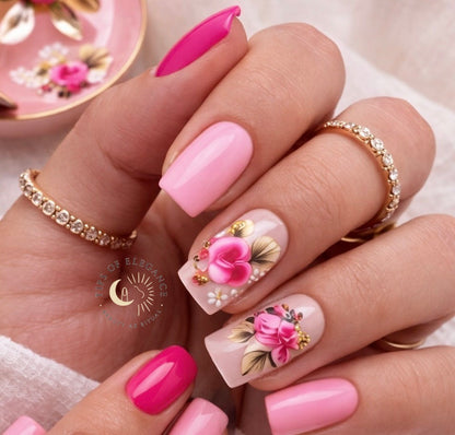 Nail Decals | Rosé Luxe | Luxury Handpainted Nail Art Decals