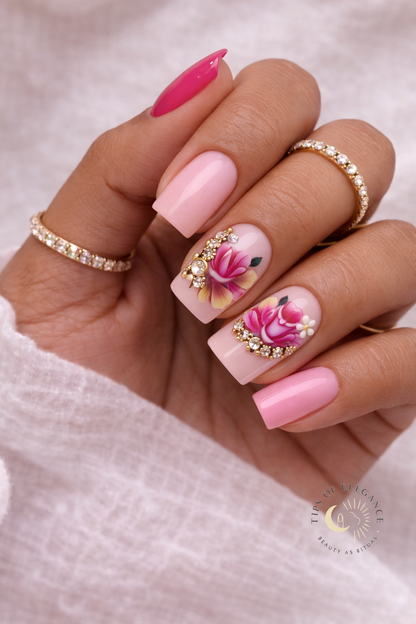 Nail Decals | Rosé Luxe | Luxury Handpainted Nail Art Decals