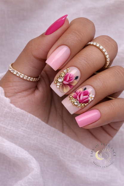 Nail Decals | Crimson Opulence | Luxury Handpainted Nail Art Decals