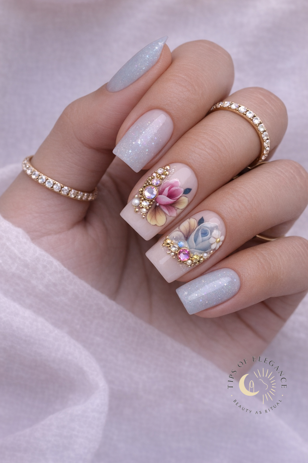 Nail Decals | Tidal Serenity | Luxury Handpainted Nail Art Decals