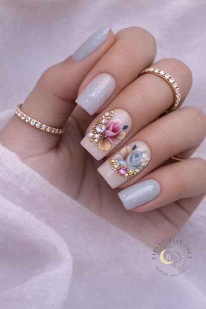 Nail Decals | Tidal Serenity | Luxury Handpainted Nail Art Decals