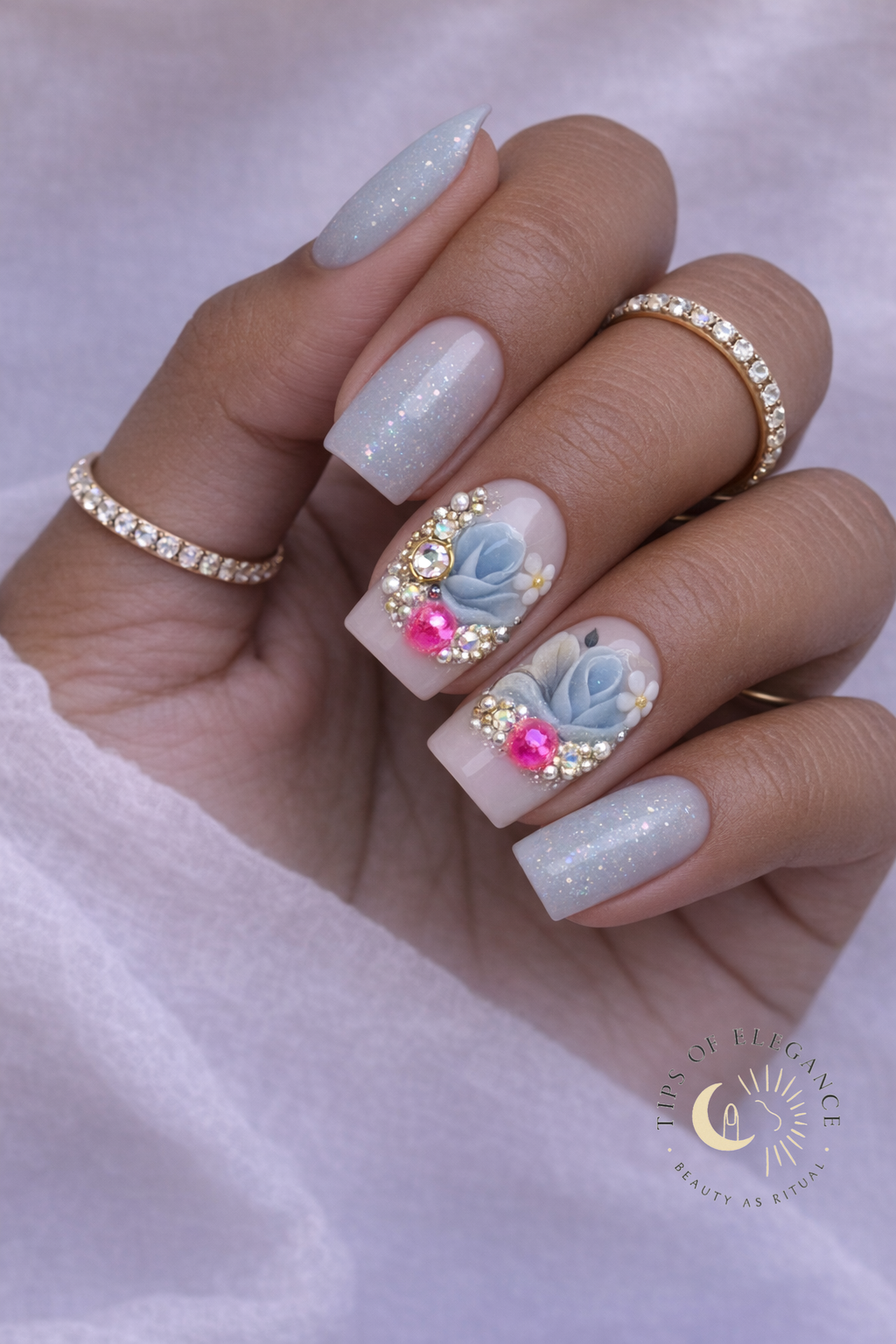 Nail Decals | Tidal Serenity | Luxury Handpainted Nail Art Decals