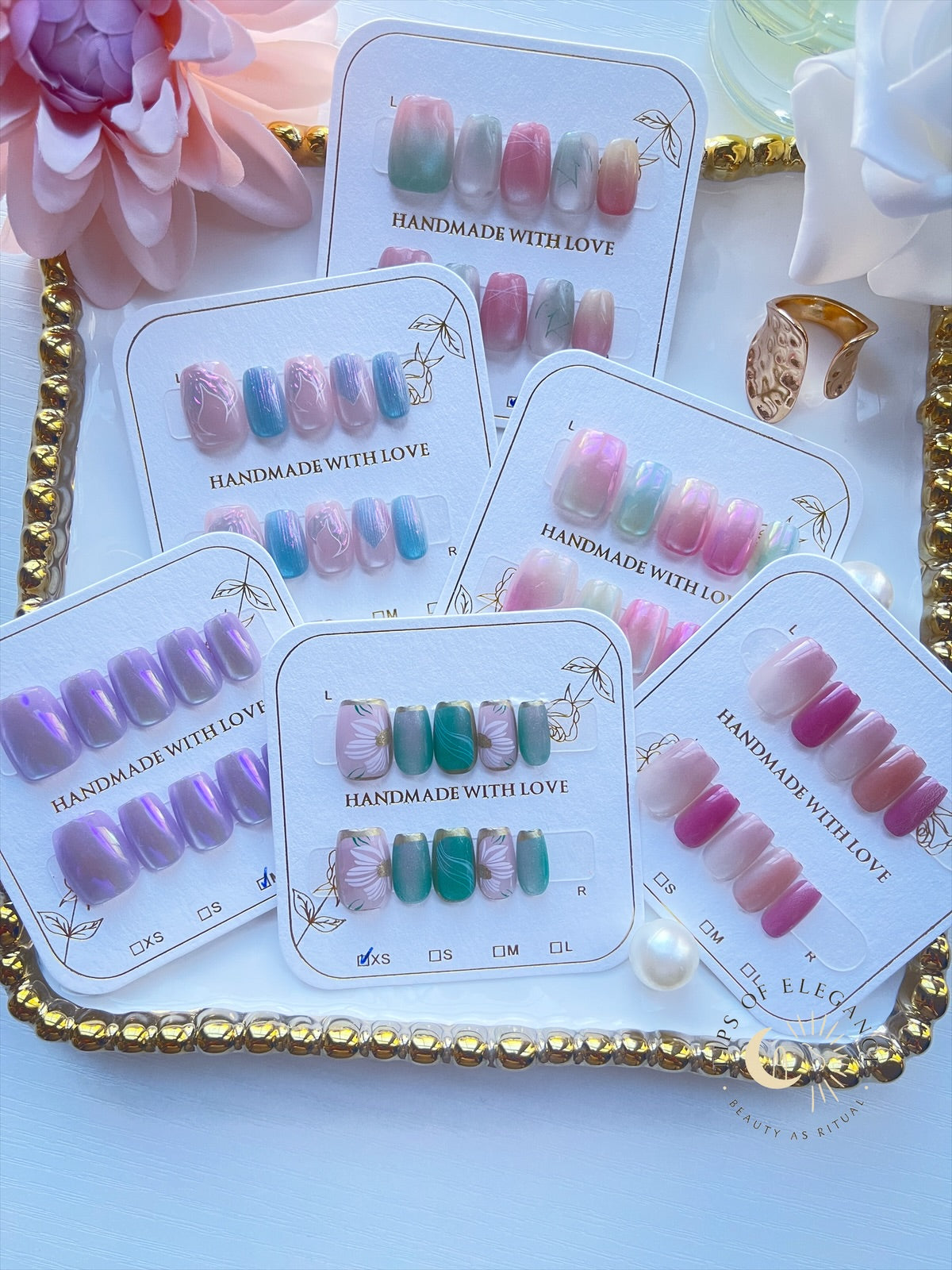 Marbled Daydream | Petite Fit | XS COFFIN | Ready to Wear Luxury Press on Nails