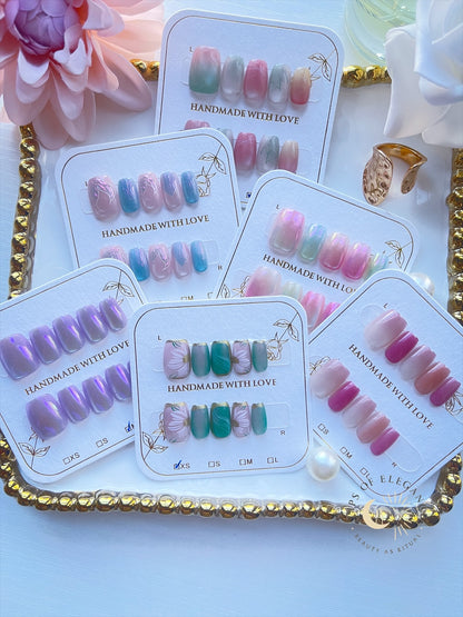 Marbled Daydream | Petite Fit | XS COFFIN | Ready to Wear Luxury Press on Nails