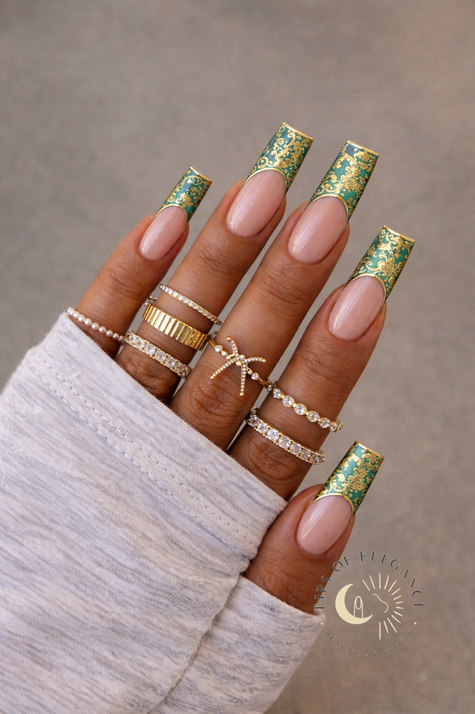 Emerald Baroque French | Waterslide Nail Art Decals