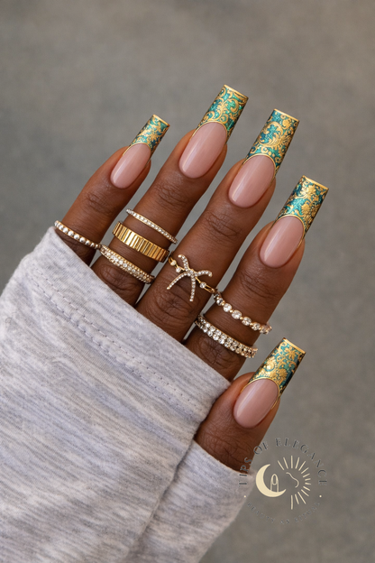 Emerald Baroque French | Waterslide Nail Art Decals