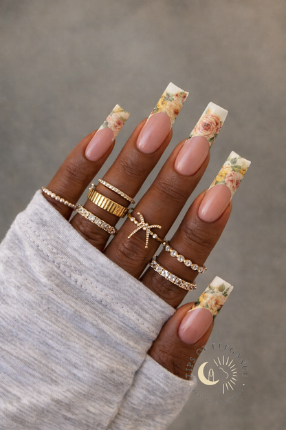 Rose Gilded French | Waterslide Nail Art Decals