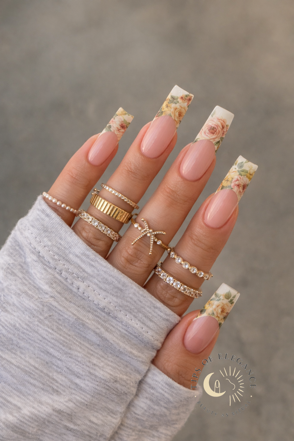 Rose Gilded French | Waterslide Nail Art Decals