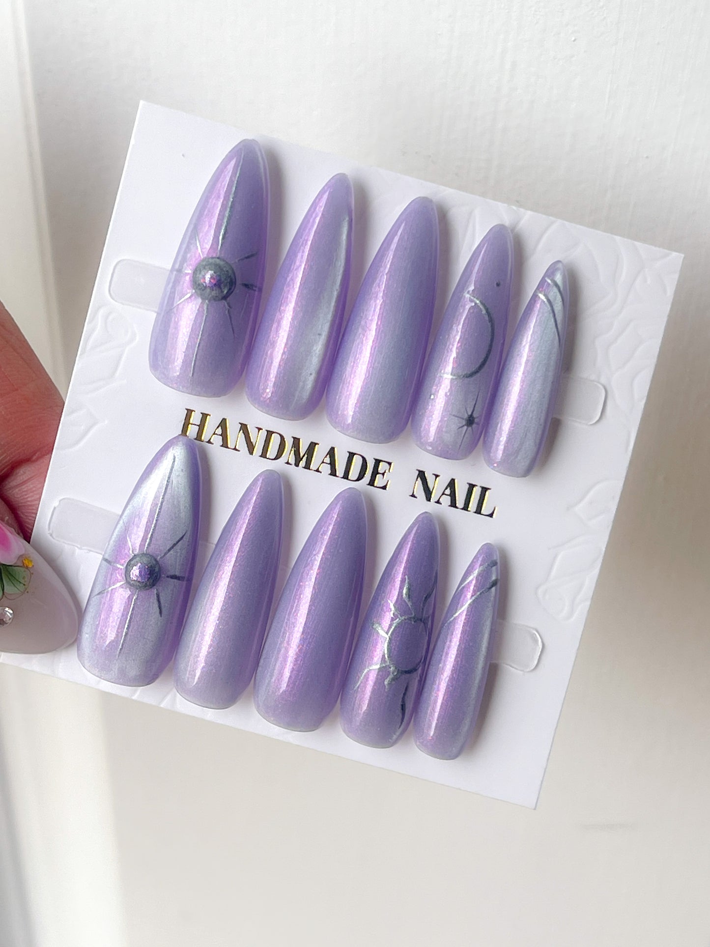 Mystic Moonchild | SM LONG ALMOND | Ready to Wear Luxury Press on Nails