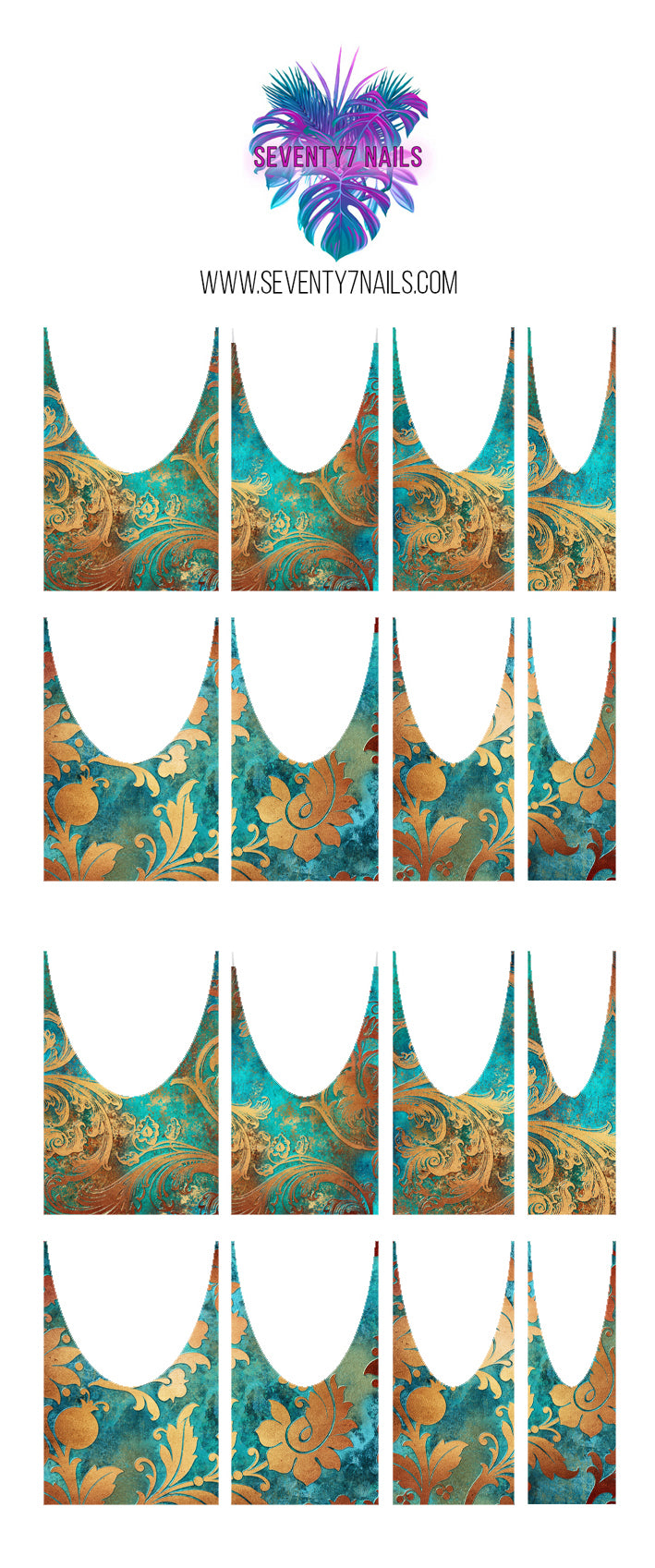 Emerald Baroque French | Waterslide Nail Art Decals