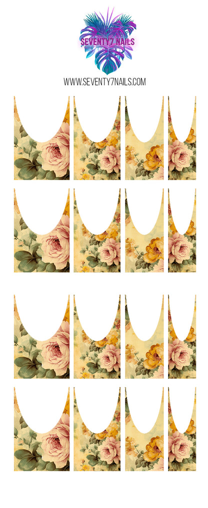 Rose Gilded French | Waterslide Nail Art Decals