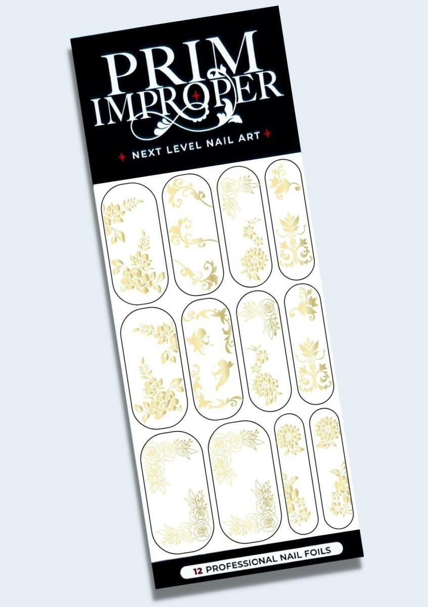Sand-Gold Floral & Filigree | Wedding Nail Art Foils - Tips of Elegance