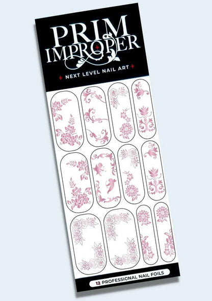 Lilac Shimmer Floral & Filigree | Wedding Nail Art Foils - Tips of Elegance