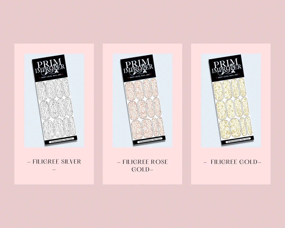 Floral & Filigree Bundle Options | Wedding Nail Art Foils - Tips of Elegance