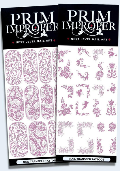 Purple Shimmer |Filigree & Lace | Wedding Nail Art Tattoos - Tips of Elegance