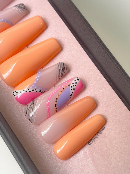 Blushing Harmony | Pre-Designed Custom Press-on Nail Set - Tips of Elegance